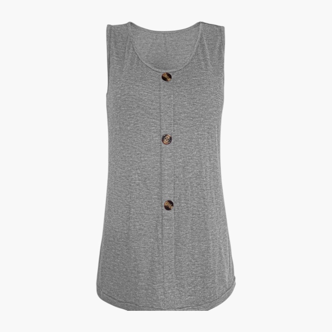 Haut Femme Sans Manches avec Boutons et Col Rond