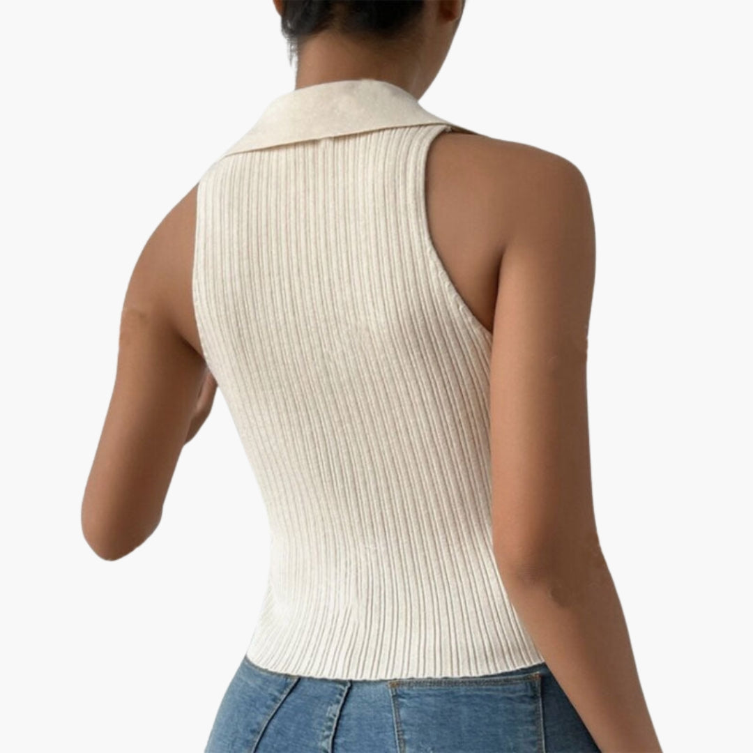 Haut Sans Manches Femme avec Col et Col en V