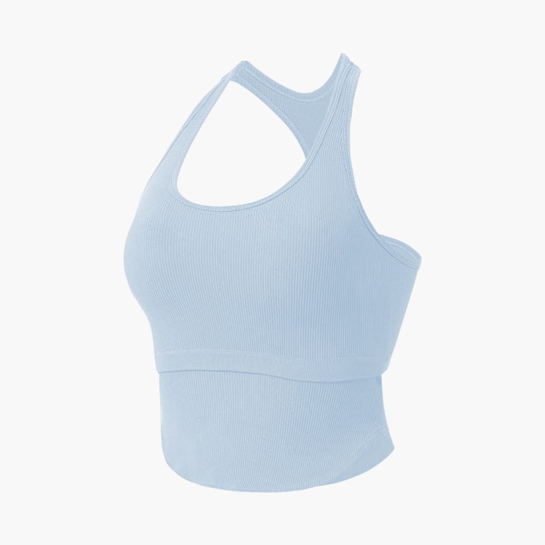 Haut de sport femme sans manches à coupe ajustée et encolure ronde