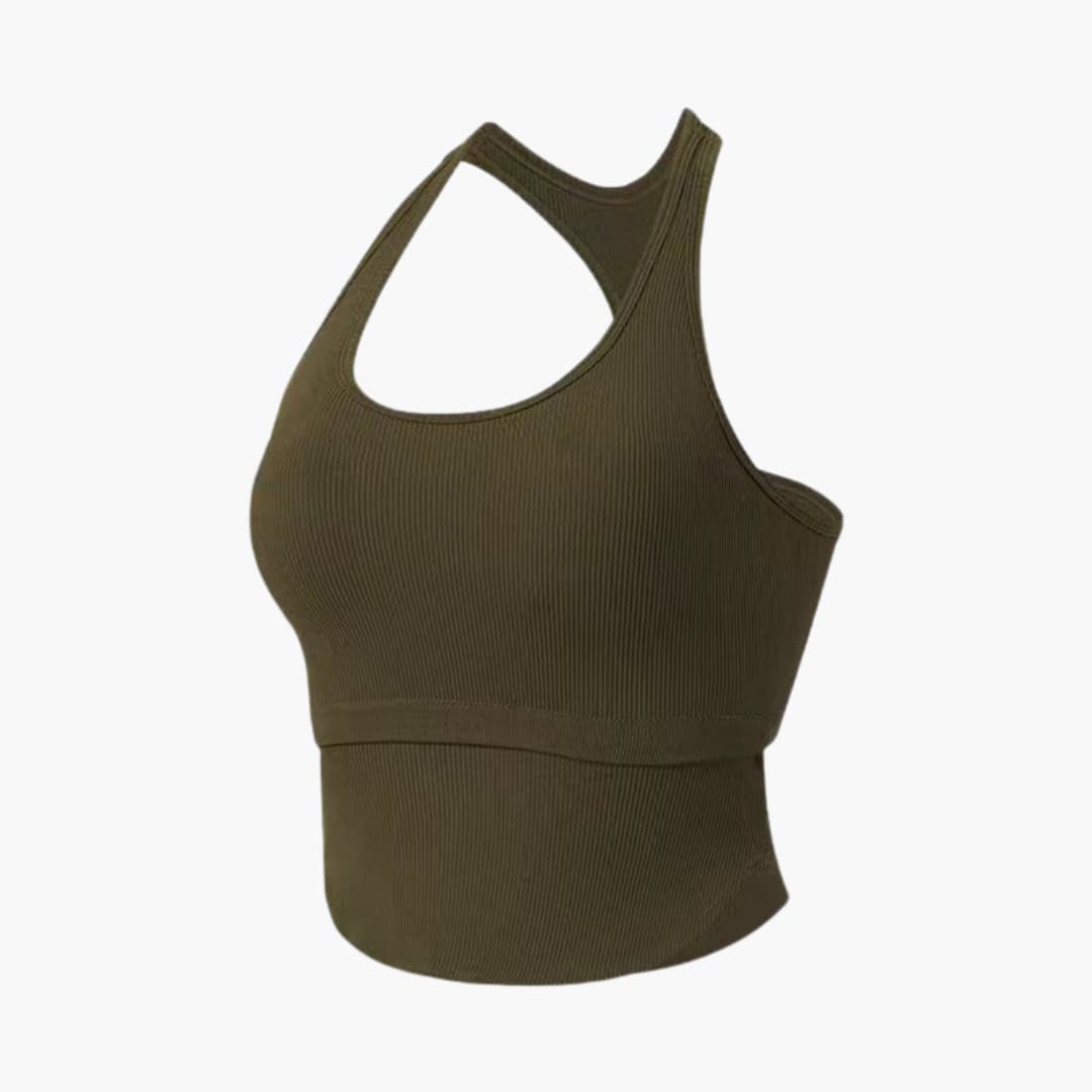 Haut de sport femme sans manches à coupe ajustée et encolure ronde