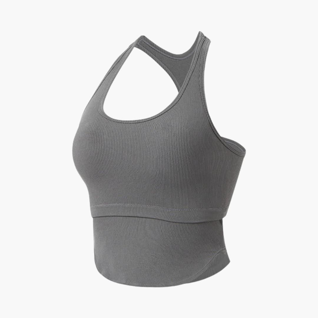 Haut de sport femme sans manches à coupe ajustée et encolure ronde
