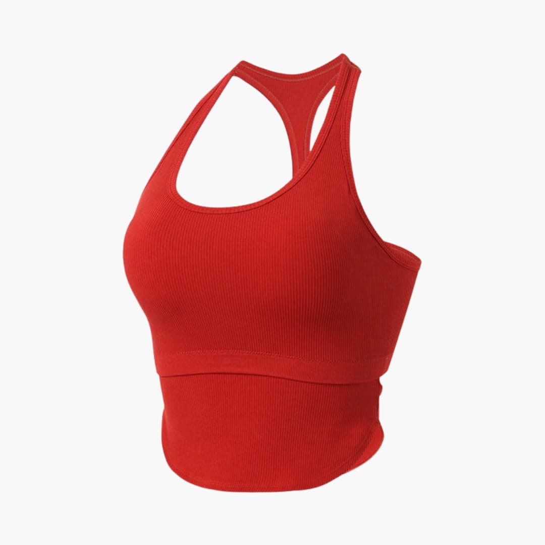 Haut de sport femme sans manches à coupe ajustée et encolure ronde