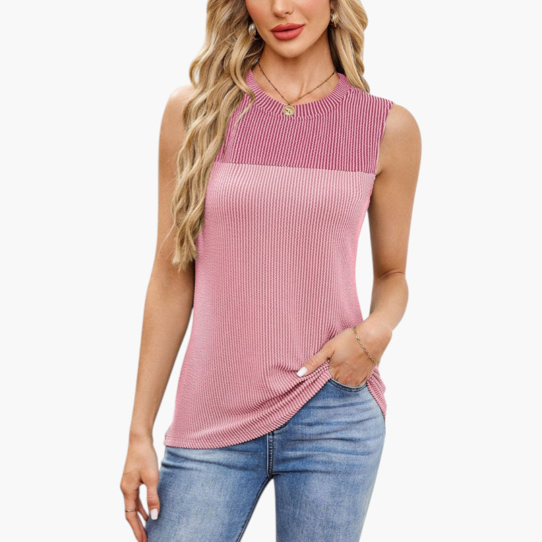 Sleeveless top for women with ribbed surface