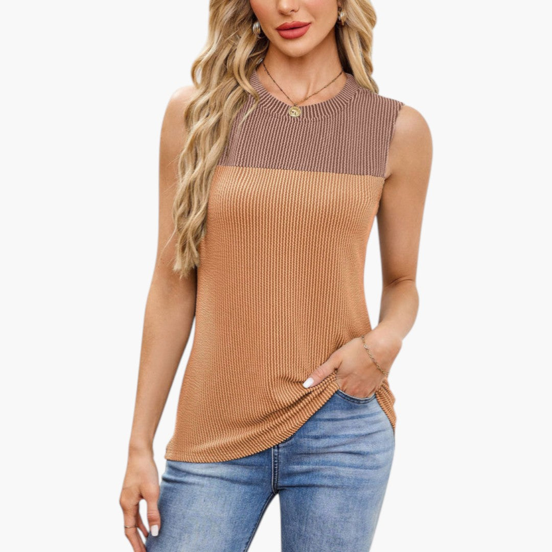 Sleeveless top for women with ribbed surface