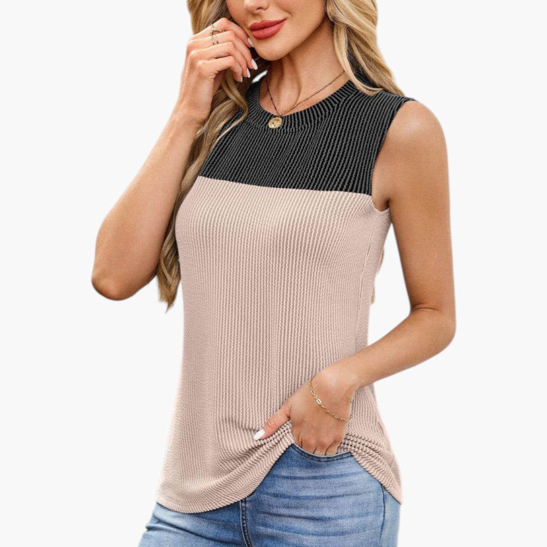 Sleeveless top for women with ribbed surface