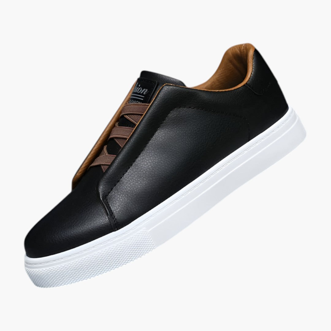 Herren Ledersneaker mit Schnürverschluss und profillierter Sohle