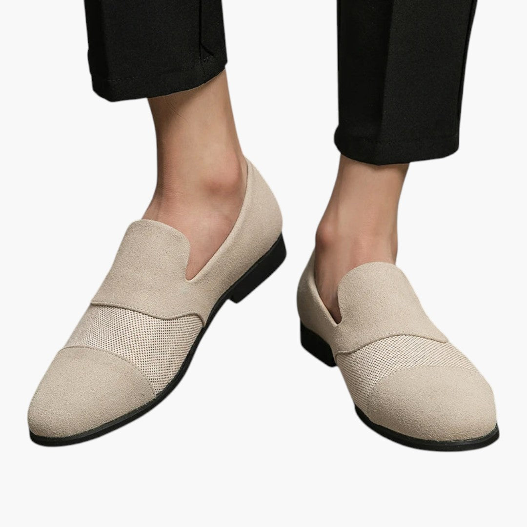 Homme Mocassins en Cuir avec Finition Texturée et Enfilage Facile