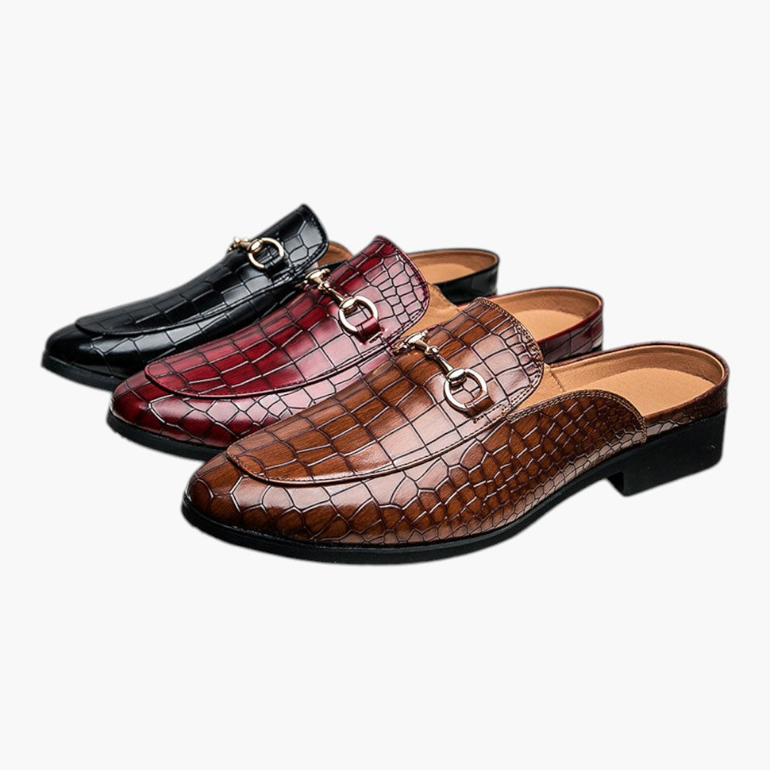 Herren Leder-Mokassins mit Krokodilmuster und Schlupfdesign