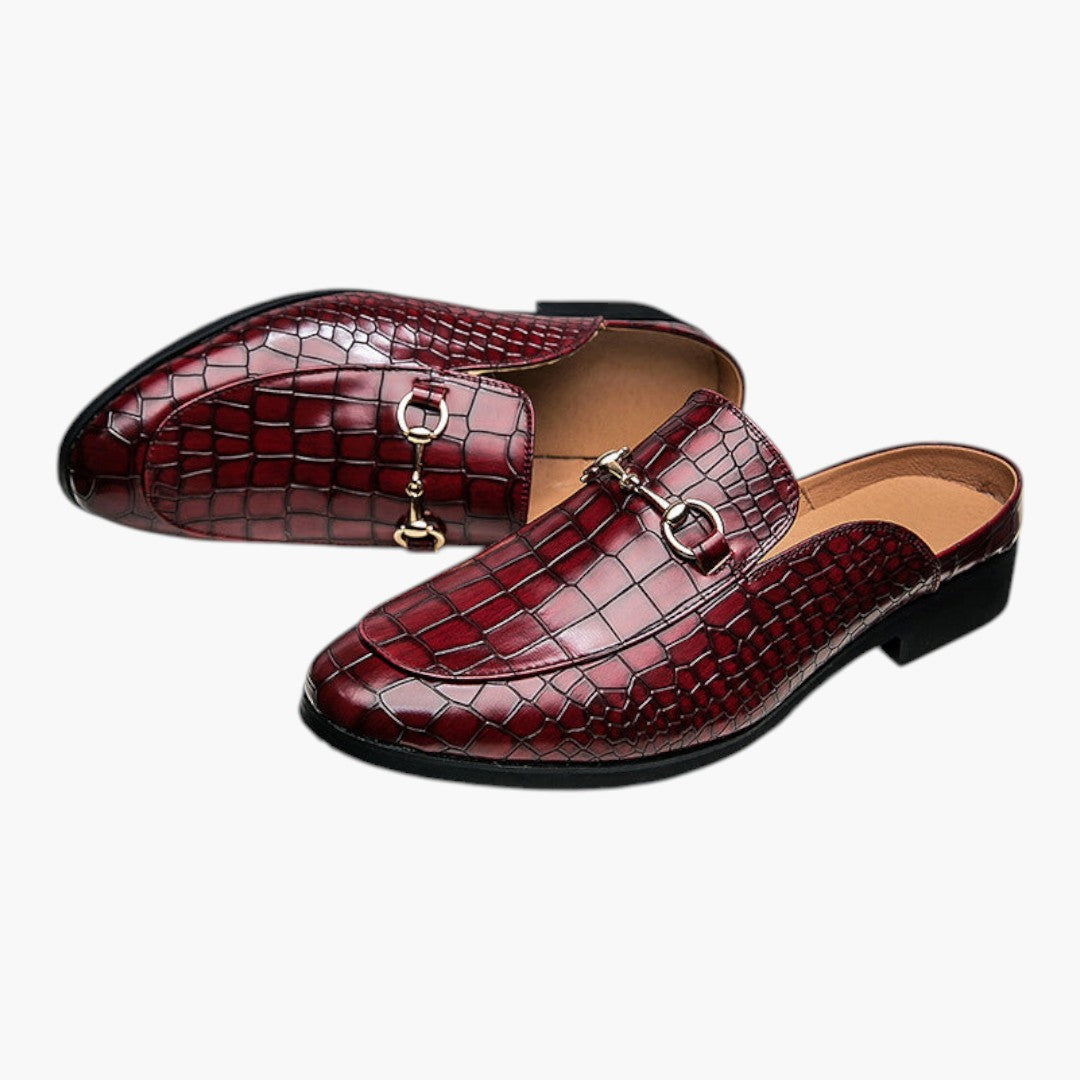 Herren Leder-Mokassins mit Krokodilmuster und Schlupfdesign