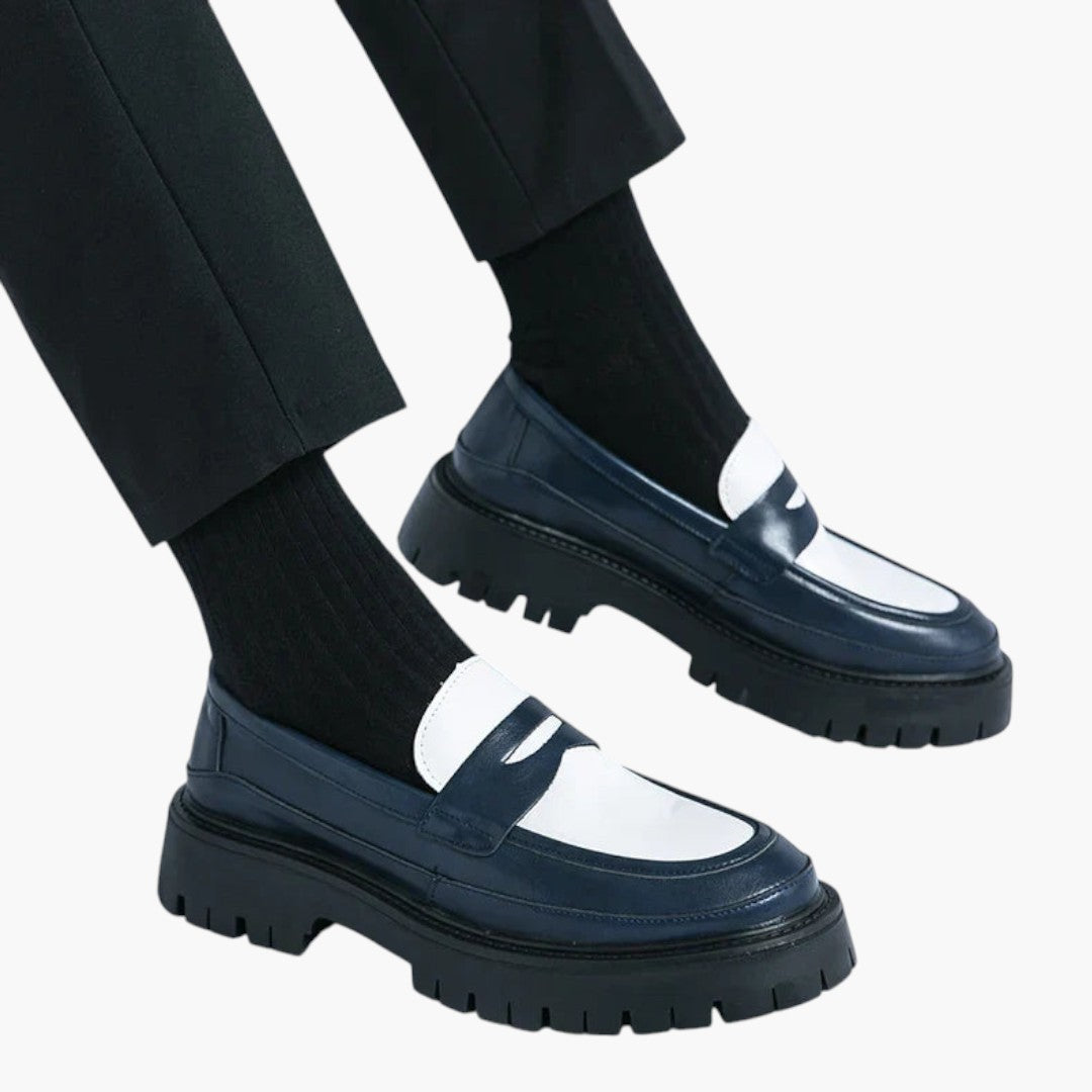 Mocassini da Uomo in Pelle con Suola Platform e Superficie Liscia