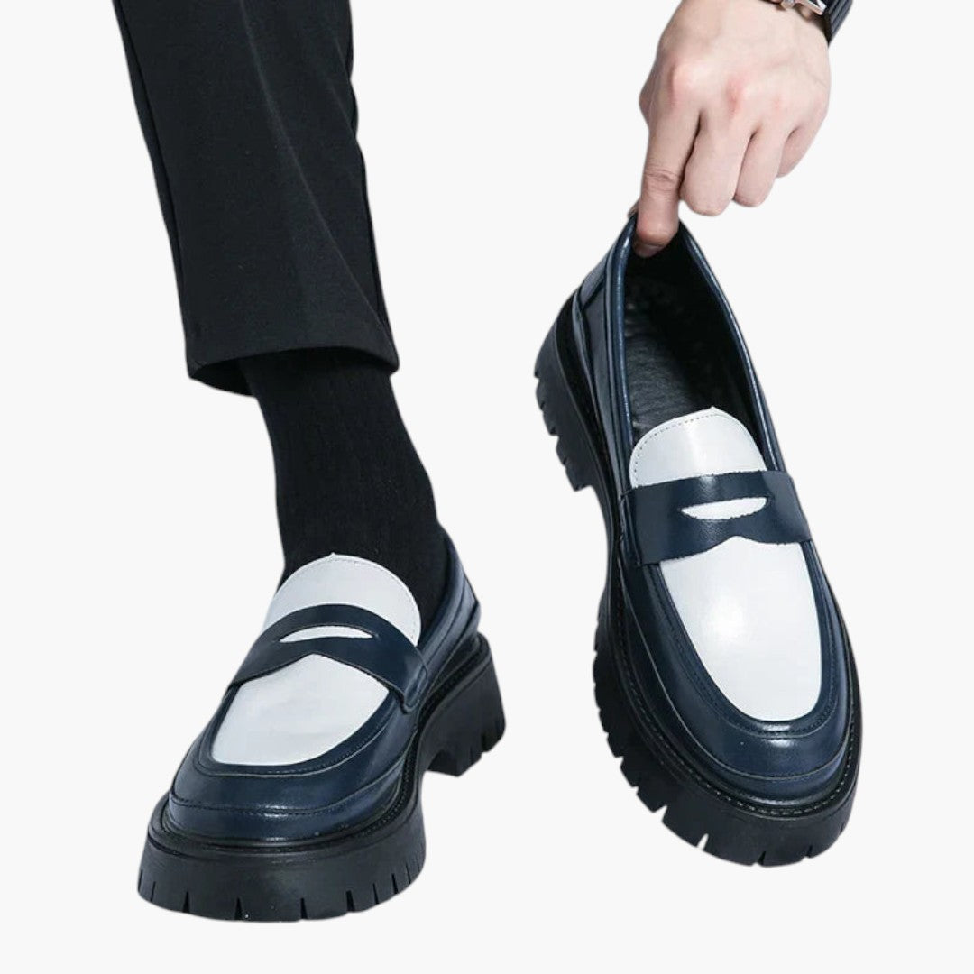 Mocassini da Uomo in Pelle con Suola Platform e Superficie Liscia
