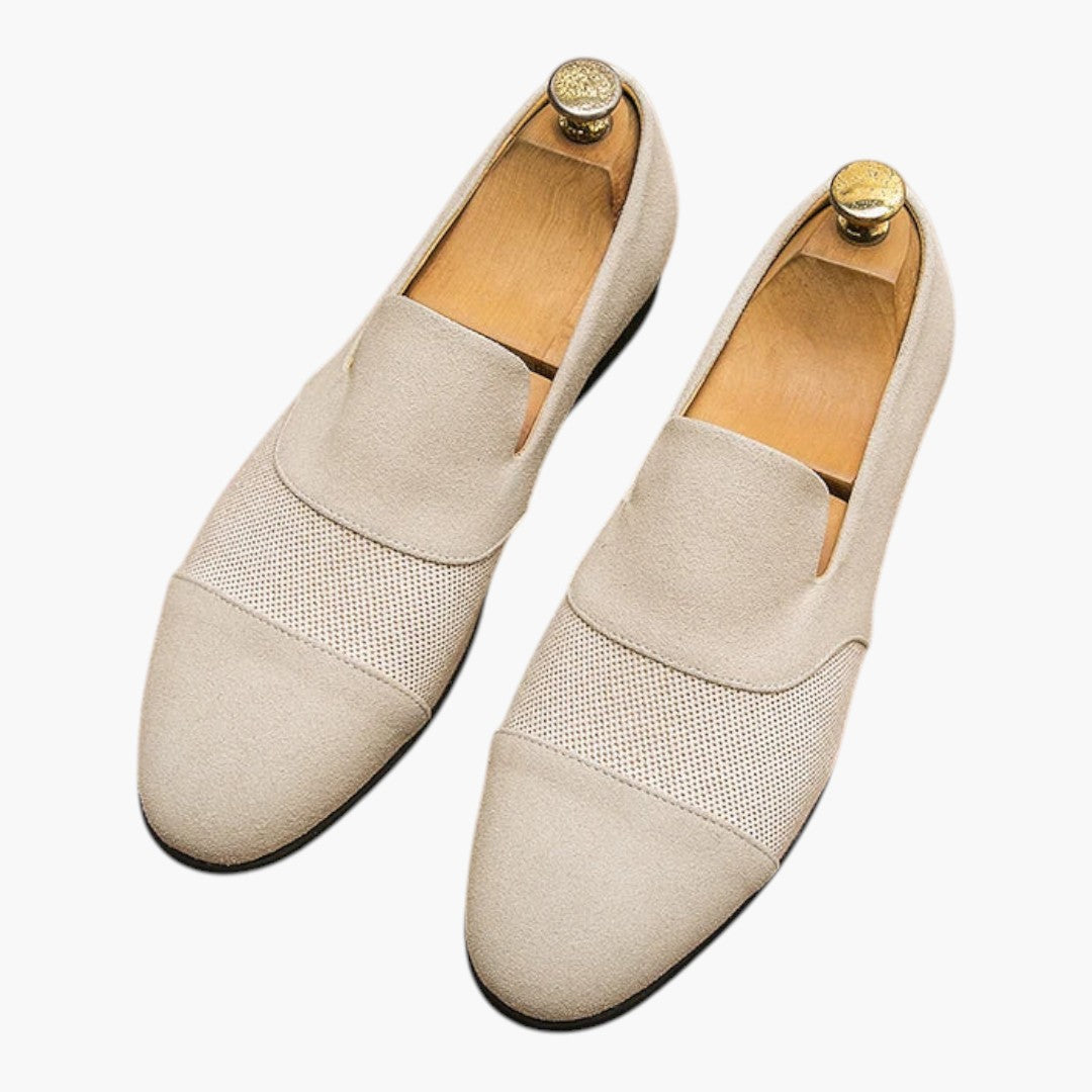 Homme Mocassins en Cuir avec Surface Givrée et Semelle Plate