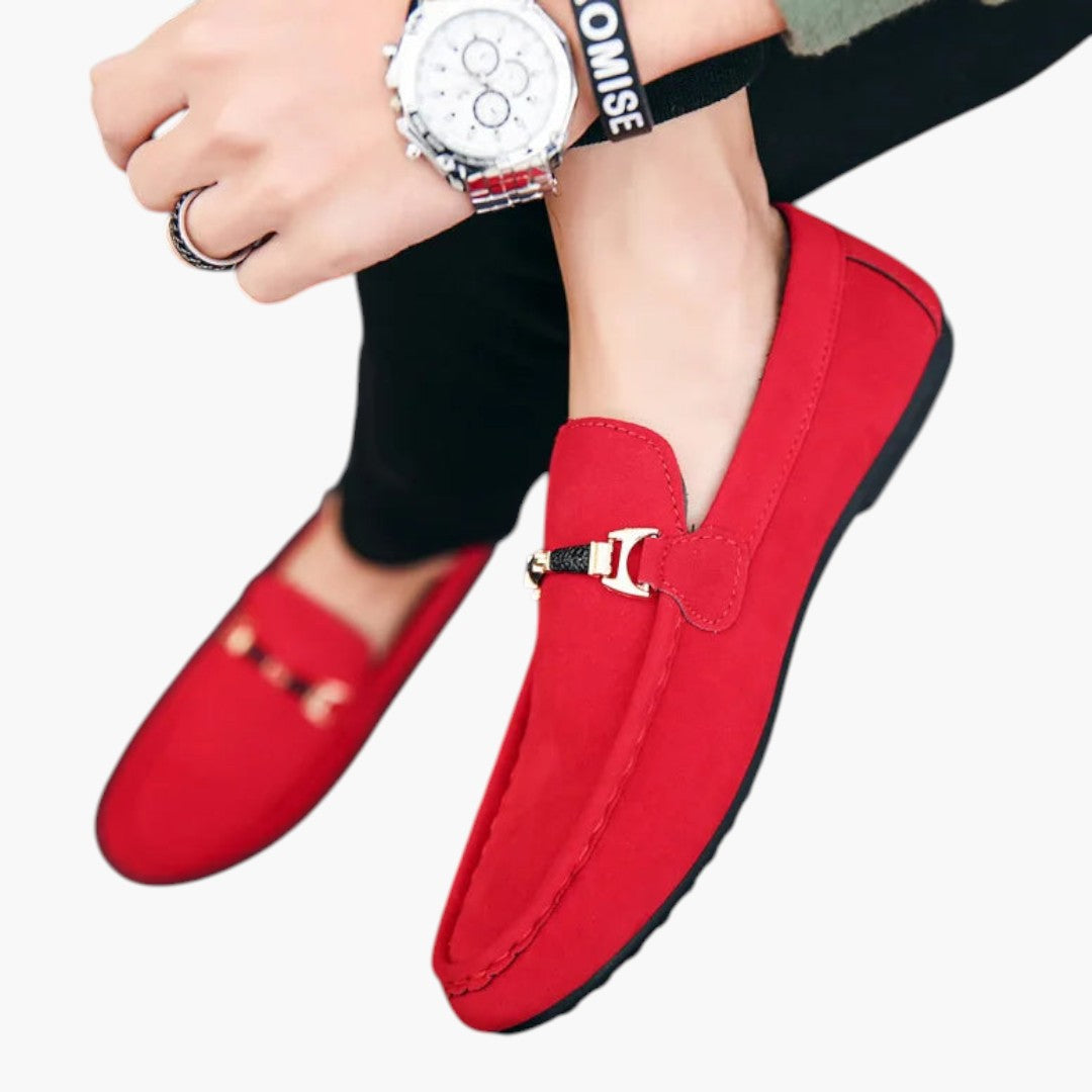 Homme Mocassins en Suède avec Enfilage et Semelle Texturée