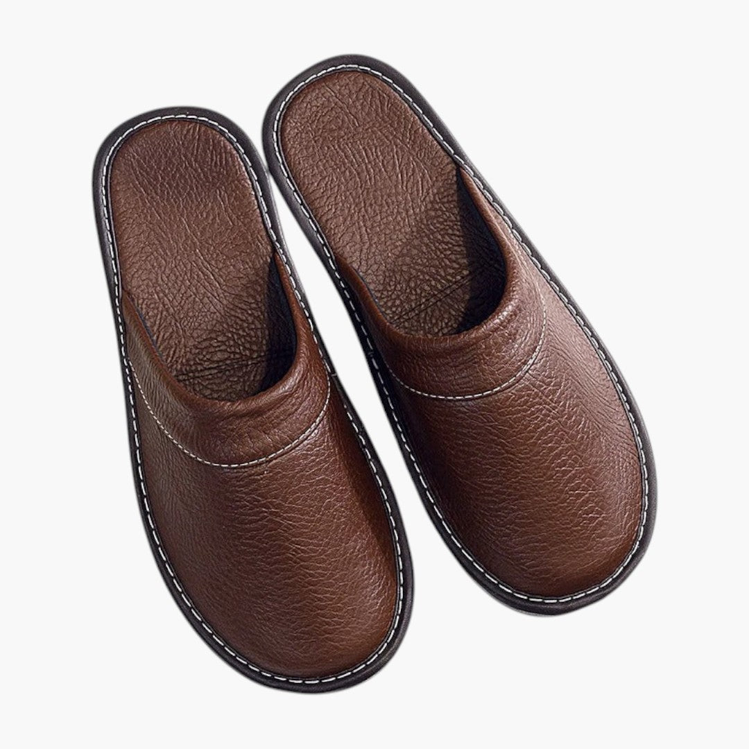 Hommes Chaussons a Dessus en Cuir Végétalien et Semelle Souple
