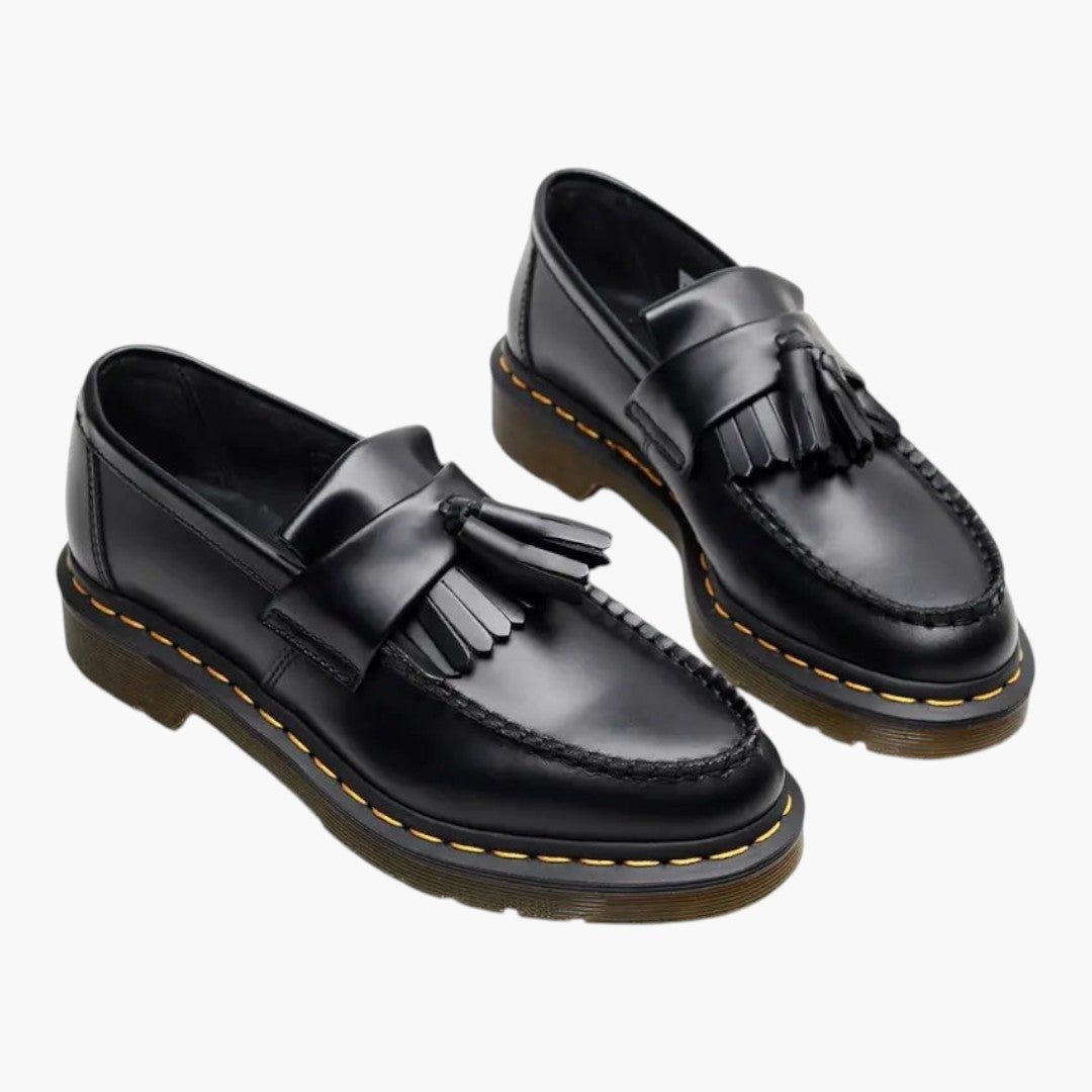 Bekväma herrmoccasiner med läderöverdel och platt sula