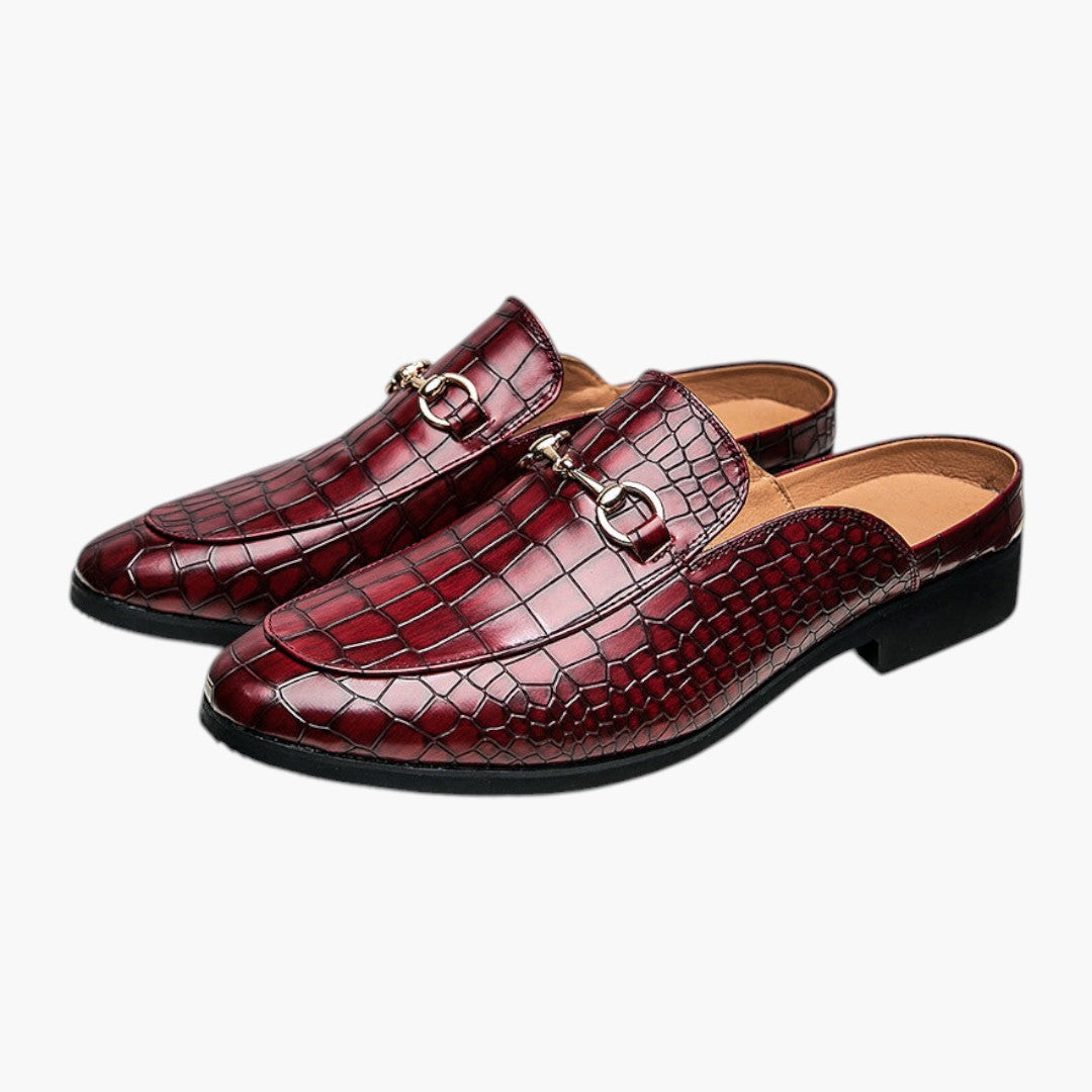 Herrmoccasiner med krokodilmönster och enkel påtagning