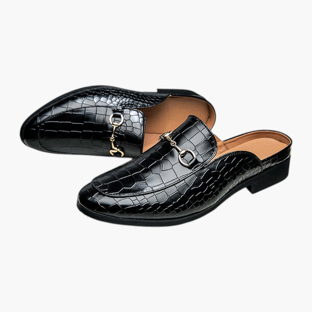Herrmoccasiner med krokodilmönster och enkel påtagning