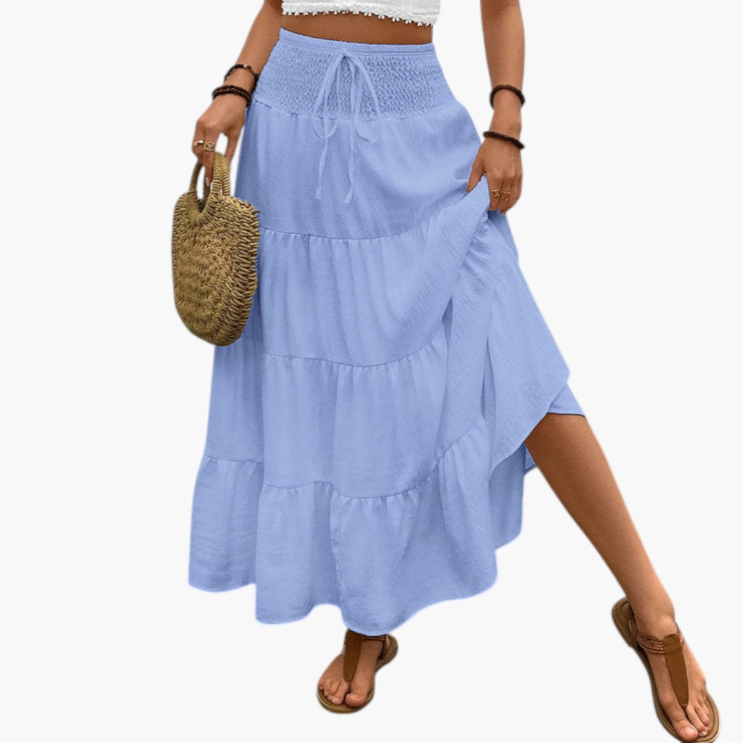 Jupe Maxi Femme avec Cordon de Serrage et Design à Volants