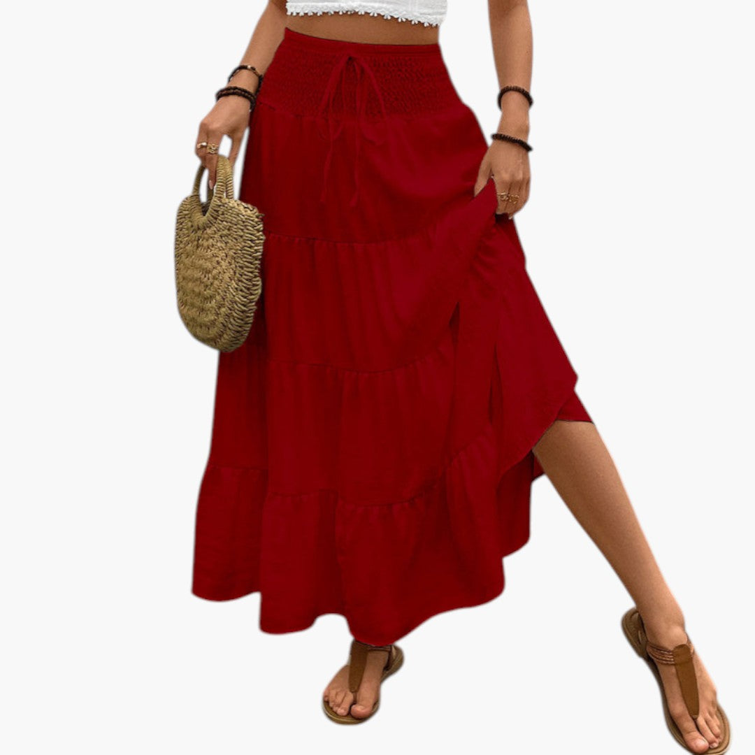 Jupe Maxi Femme avec Cordon de Serrage et Design à Volants