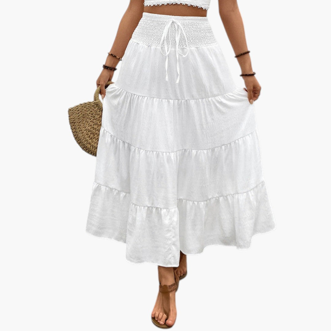 Jupe Maxi Femme avec Cordon de Serrage et Design à Volants