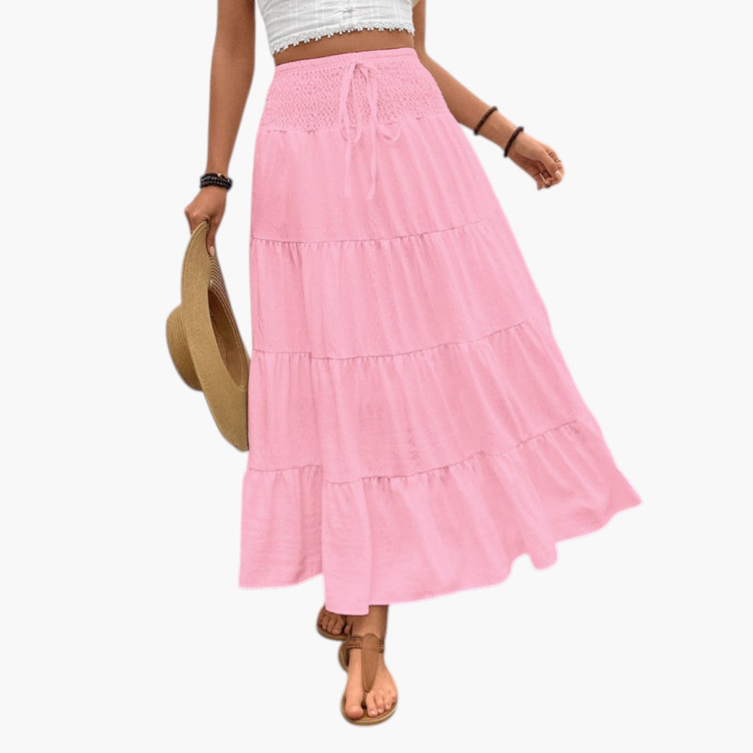 Jupe Maxi Femme avec Cordon de Serrage et Design à Volants