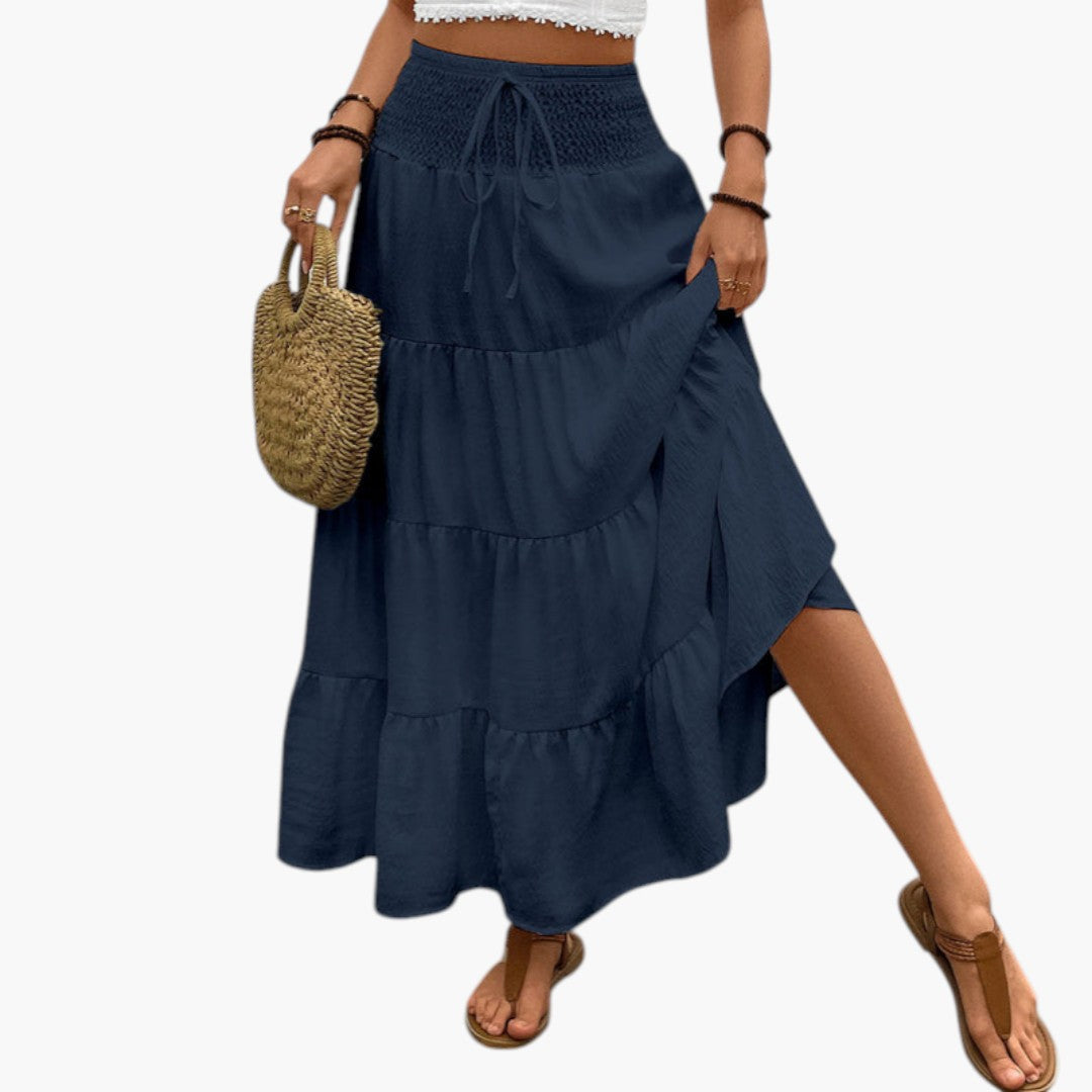 Jupe Maxi Femme avec Cordon de Serrage et Design à Volants