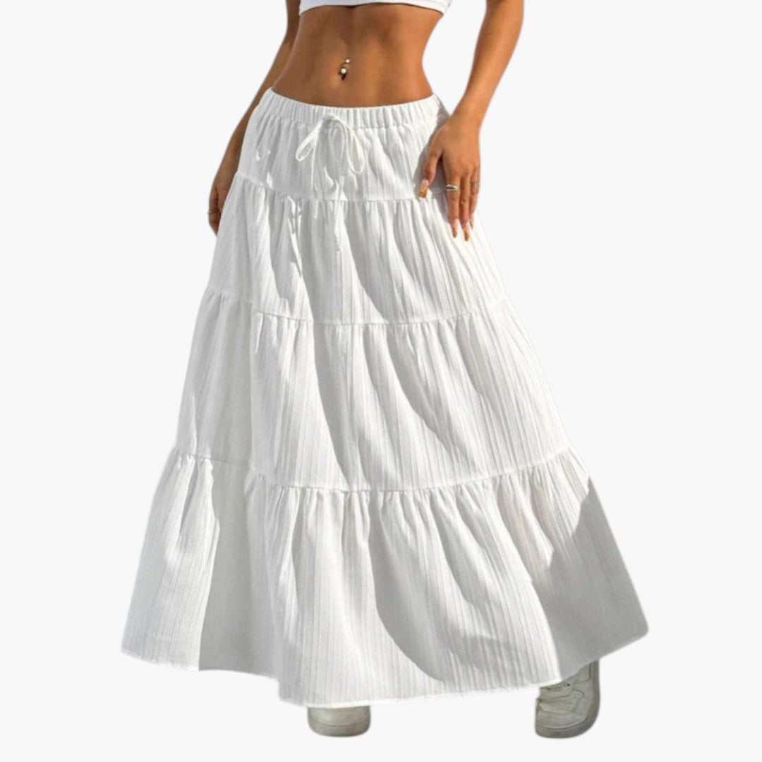 Gonna lunga da donna con coulisse e design a balze