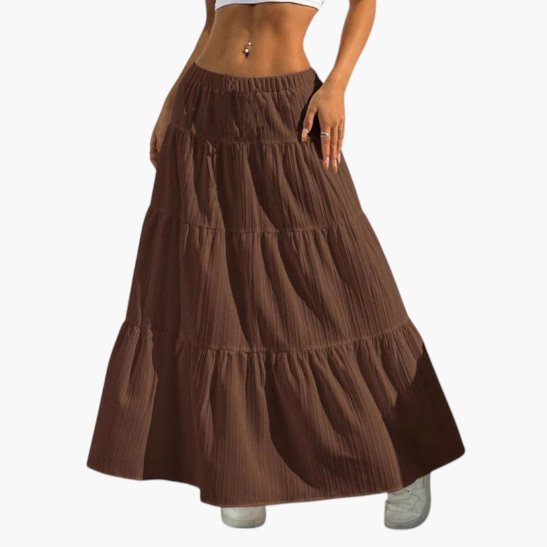 Gonna lunga da donna con coulisse e design a balze