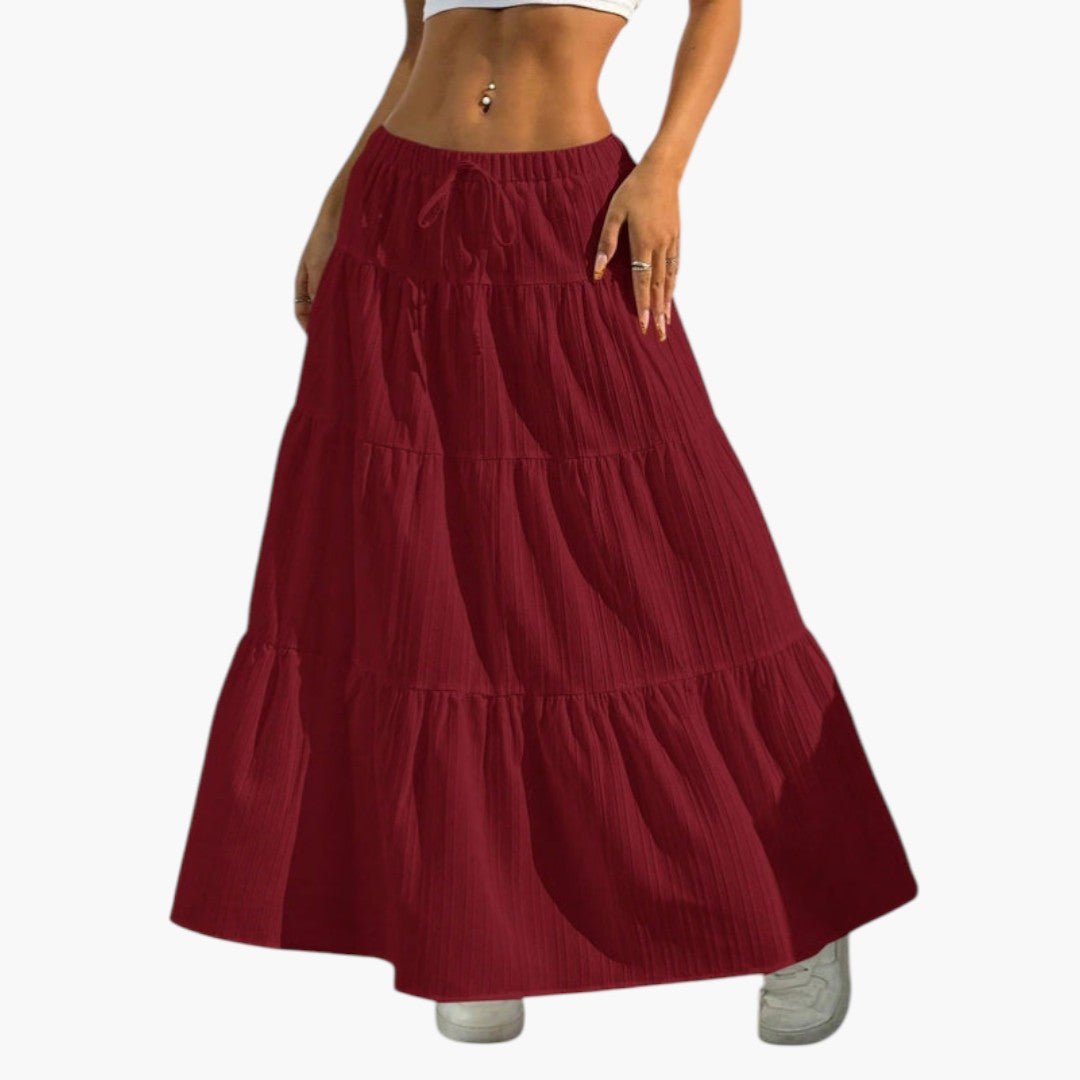 Gonna lunga da donna con coulisse e design a balze