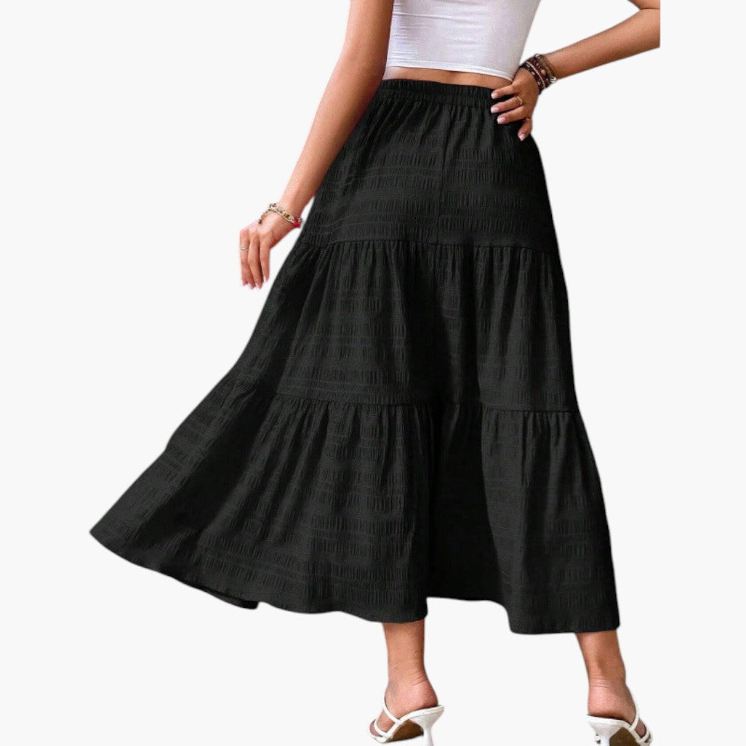 Jupe Maxi Femme a Taille Élastique et Design à Volants