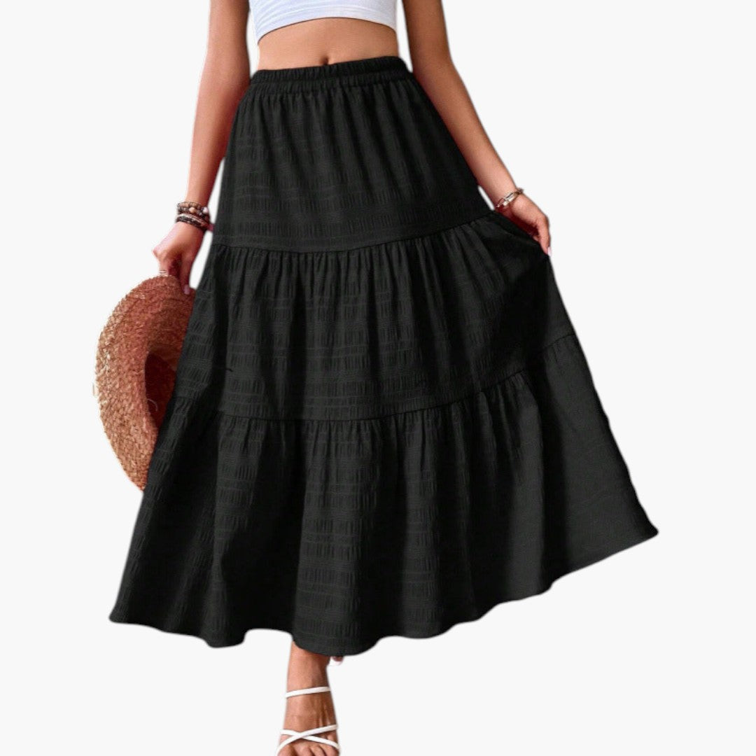 Jupe Maxi Femme a Taille Élastique et Design à Volants