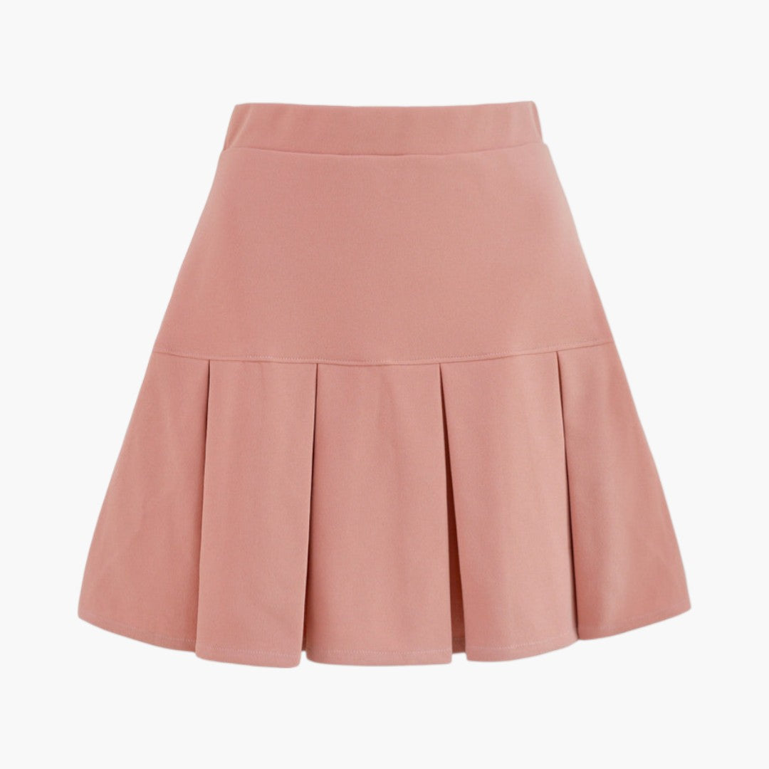 Jupe Mini Femme avec Taille Haute et Ourlet Plissé