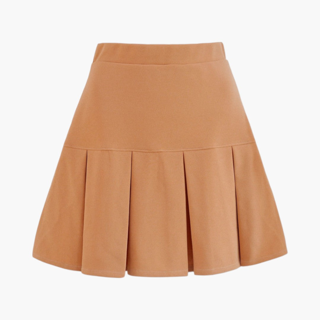 Jupe Mini Femme avec Taille Haute et Ourlet Plissé