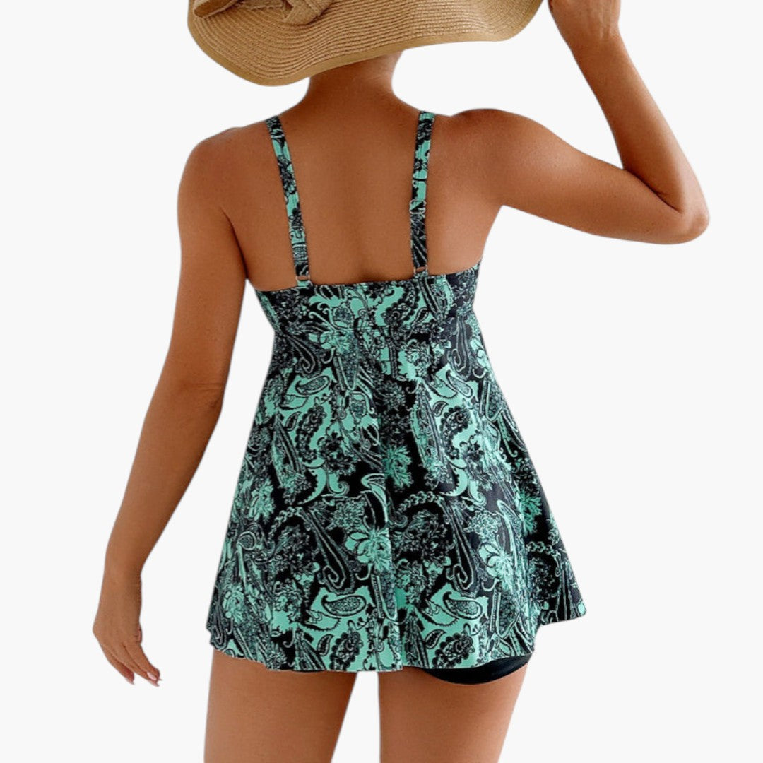 Printed women's bikini skirt with adjustable straps