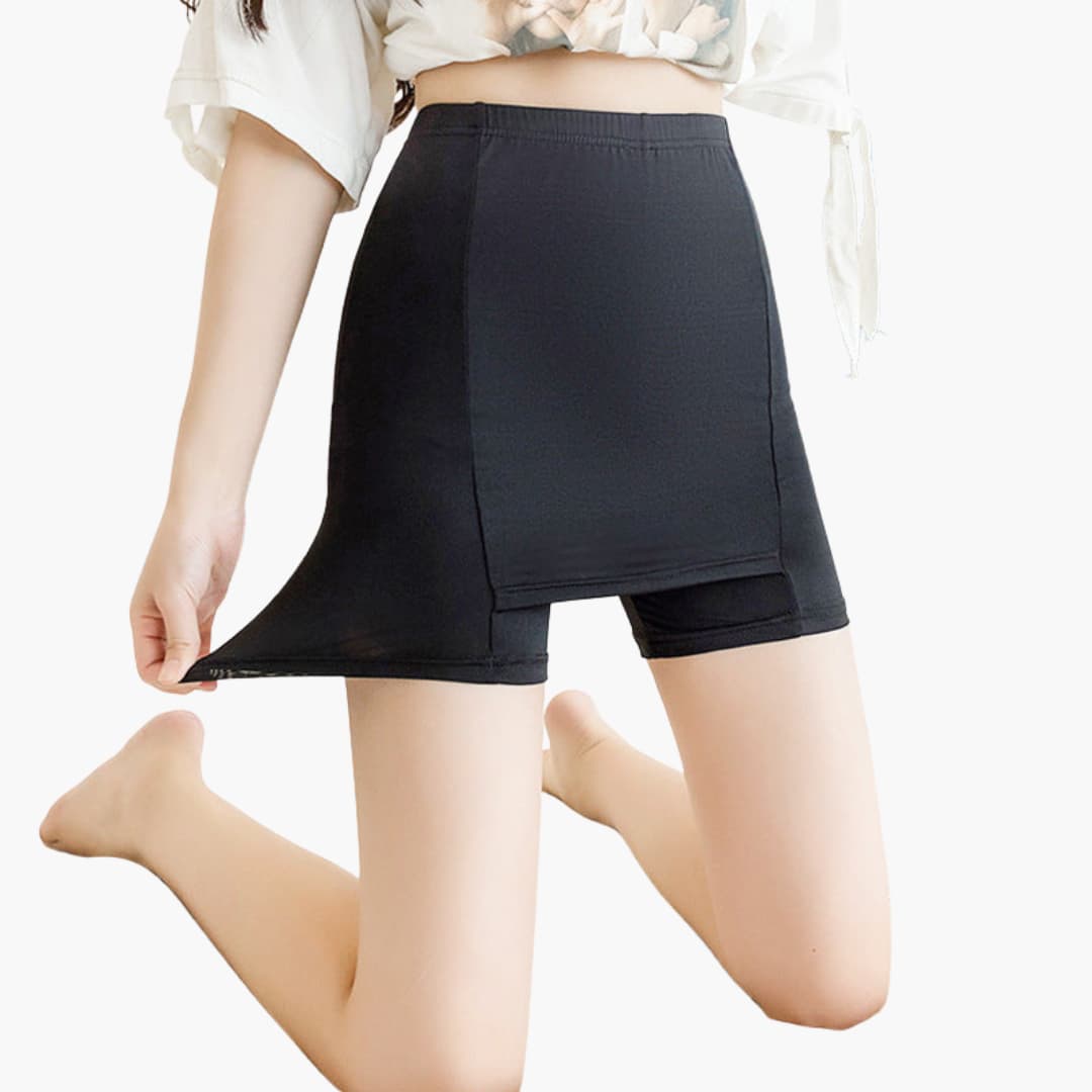 Jupe femme avec short intégré et taille large