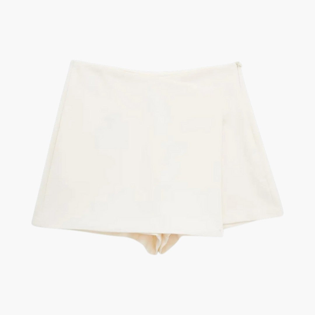 Jupe short femme avec devant croisé et short intérieur