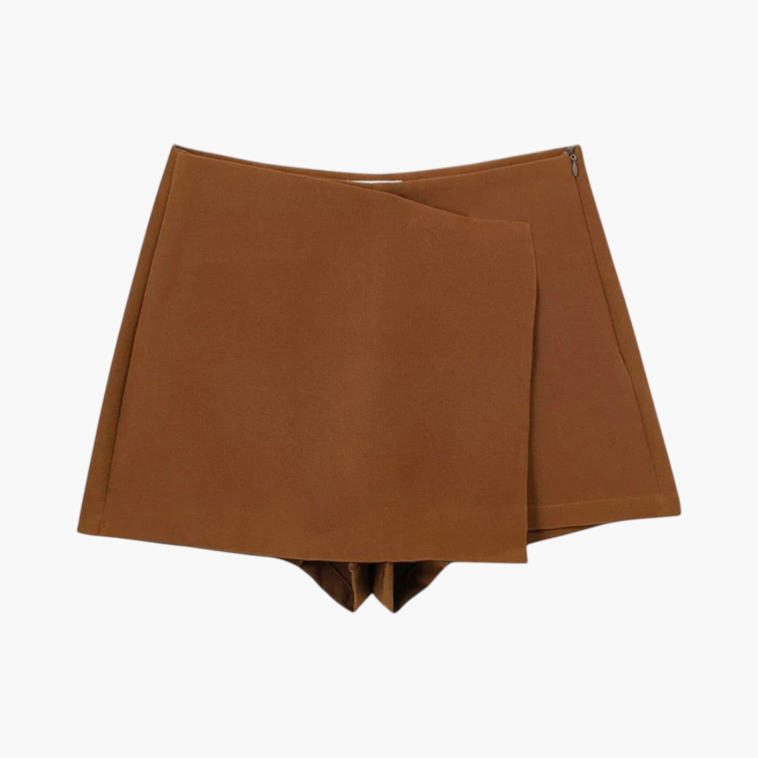 Jupe short femme avec devant croisé et short intérieur