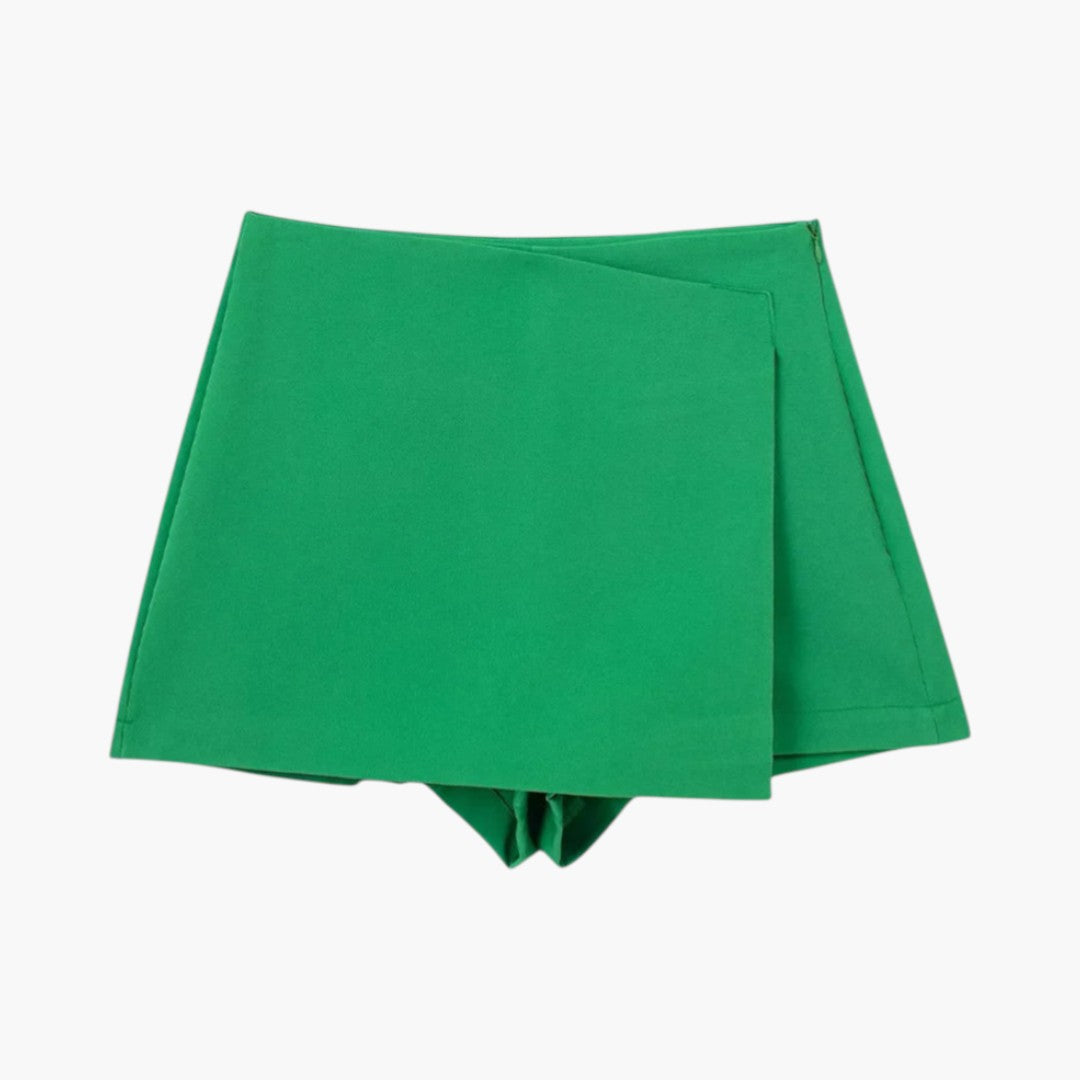 Jupe short femme avec devant croisé et short intérieur