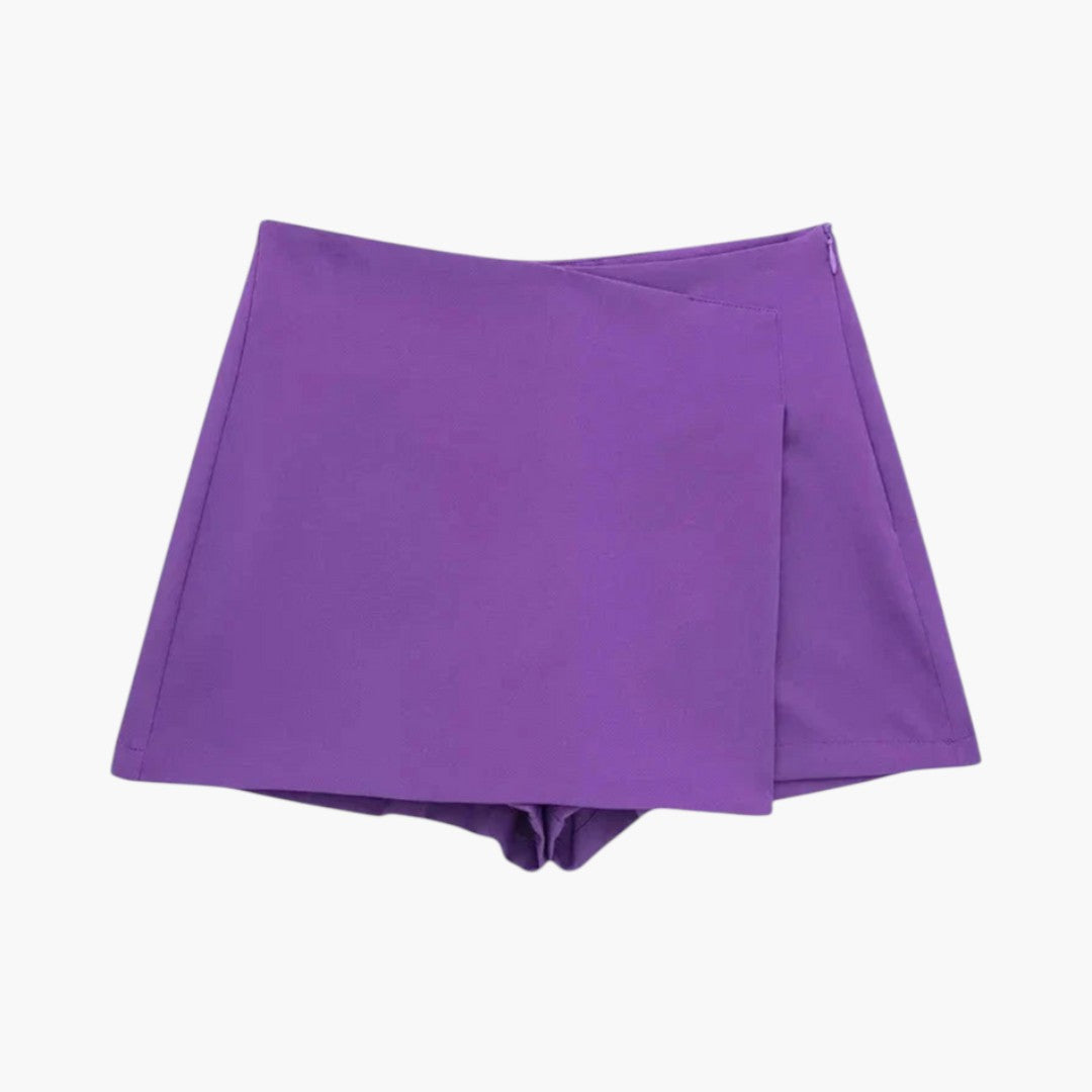 Jupe short femme avec devant croisé et short intérieur