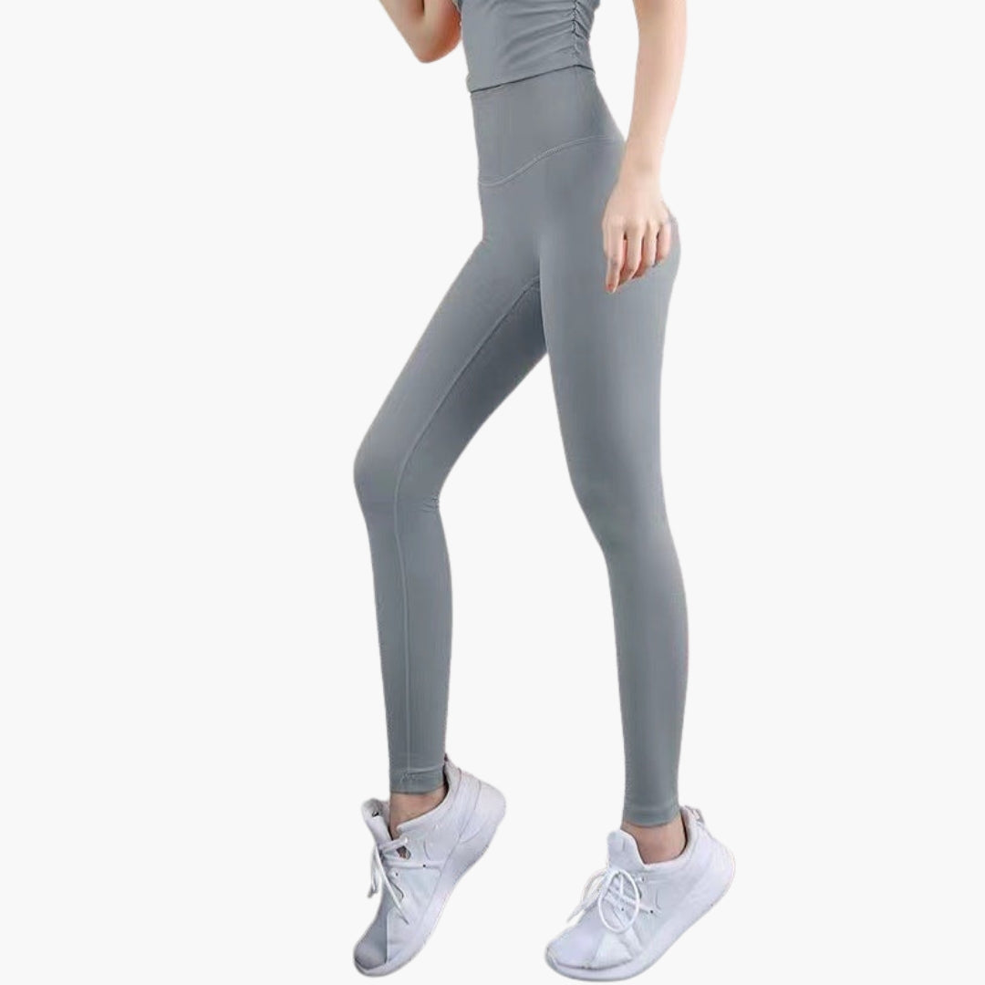 Legginsy sportowe damskie z wysokim stanem i długimi nogawkami