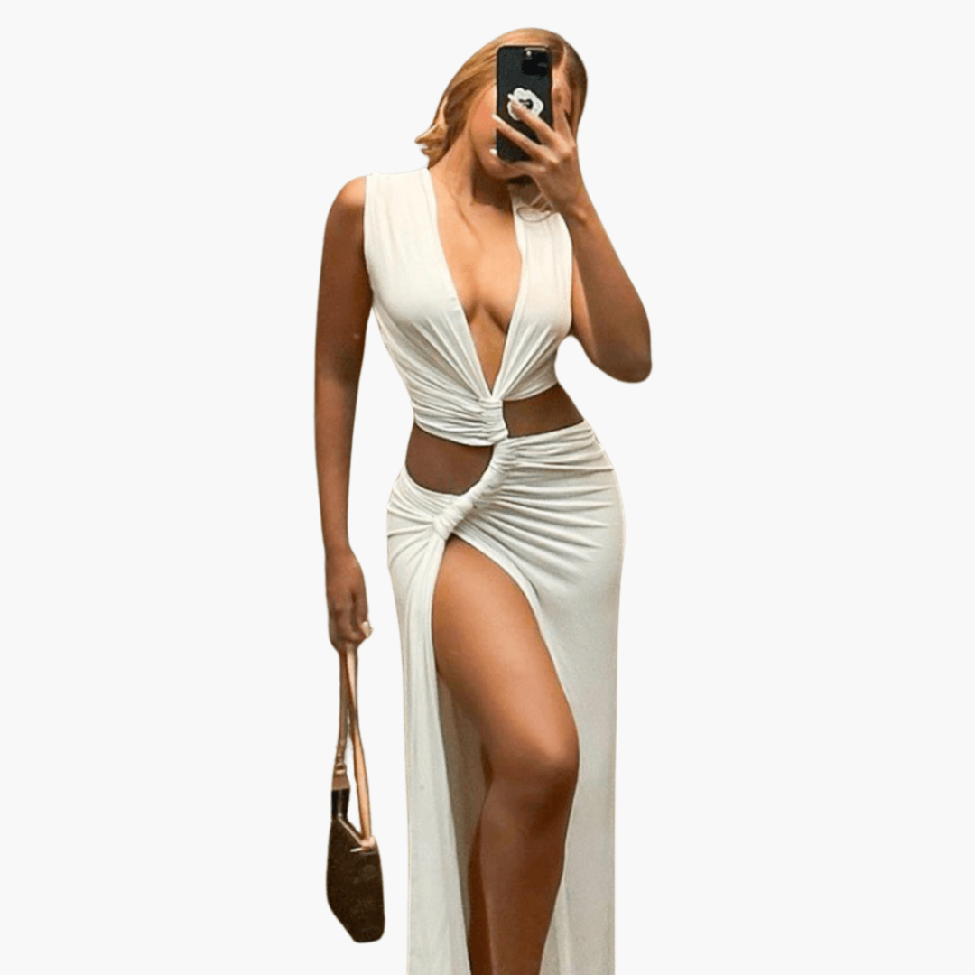 Robe d'été femme Découpes, Décolleté en V, Fente latérale