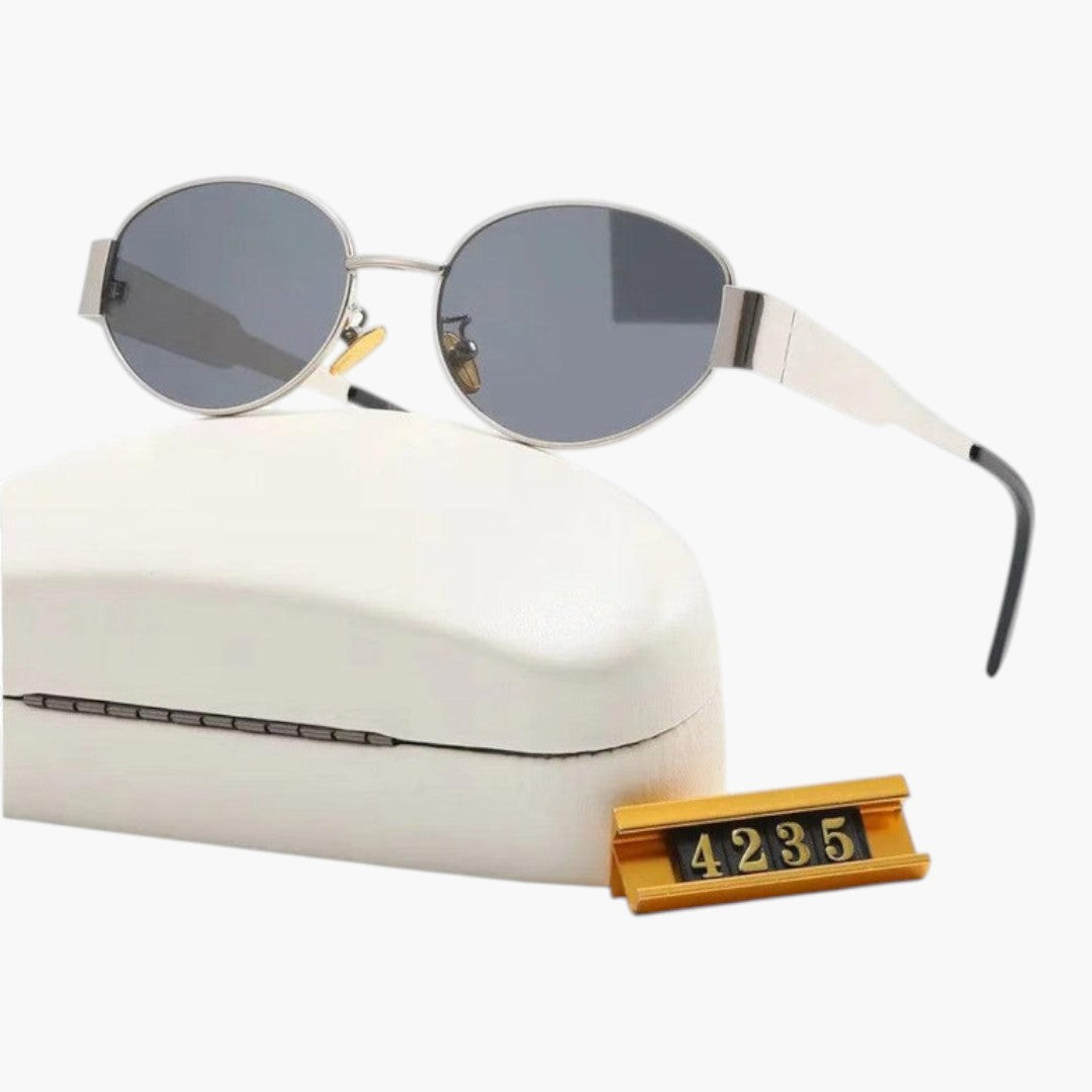 Lunettes de Soleil Femme avec Verres Ovales et Monture Métal