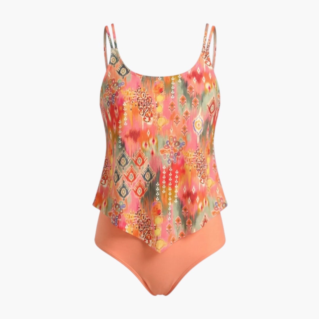 Maillot tankini femmes a bretelles fines et découpes