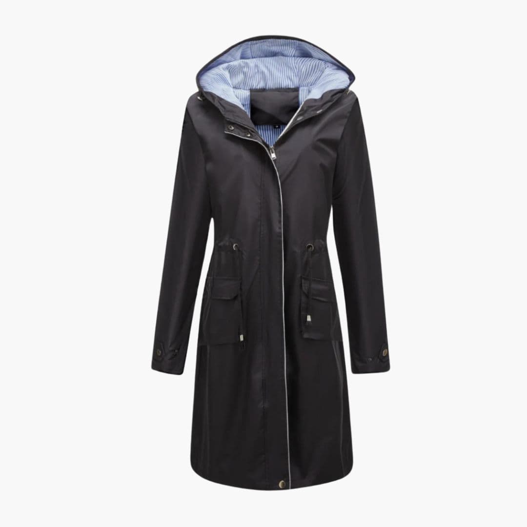 Damesjas met capuchon en verstelbare taille