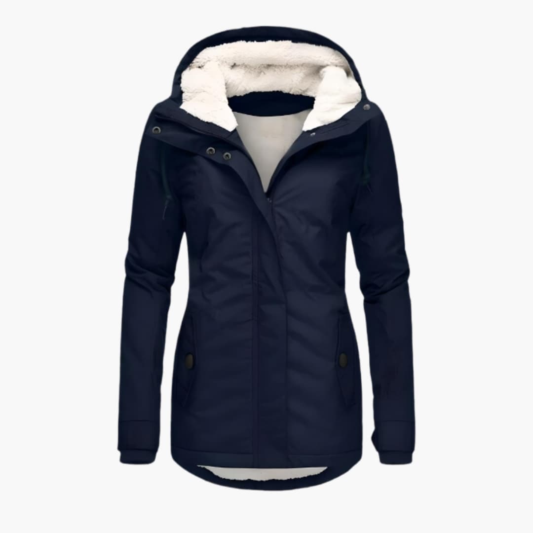 Manteau femme d’hiver avec capuche et doublure intérieure complète