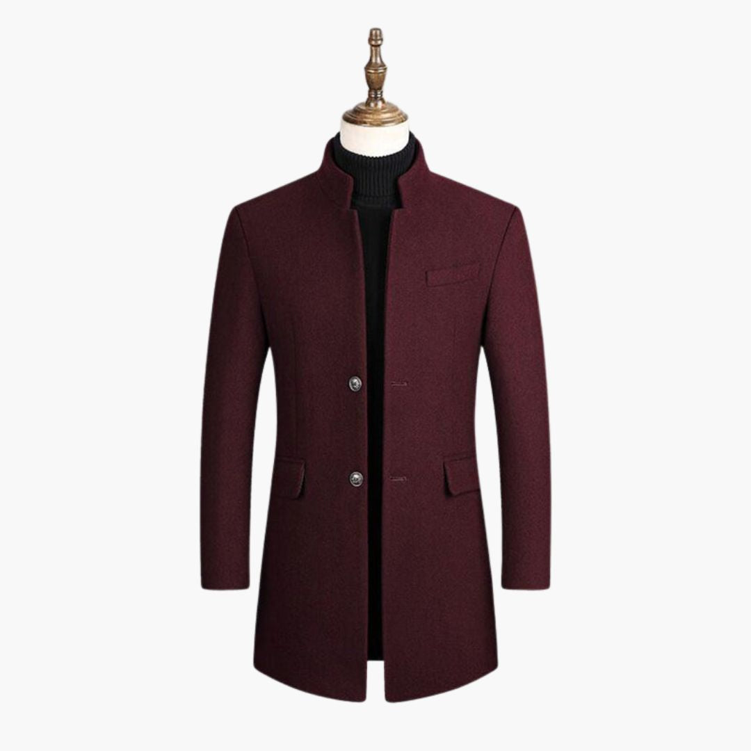 Manteau homme en laine mélangée avec col montant