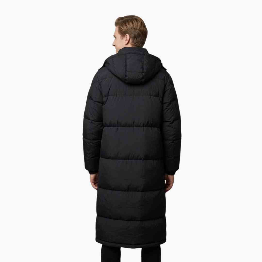 Manteau long homme avec capuche et fermeture zippée
