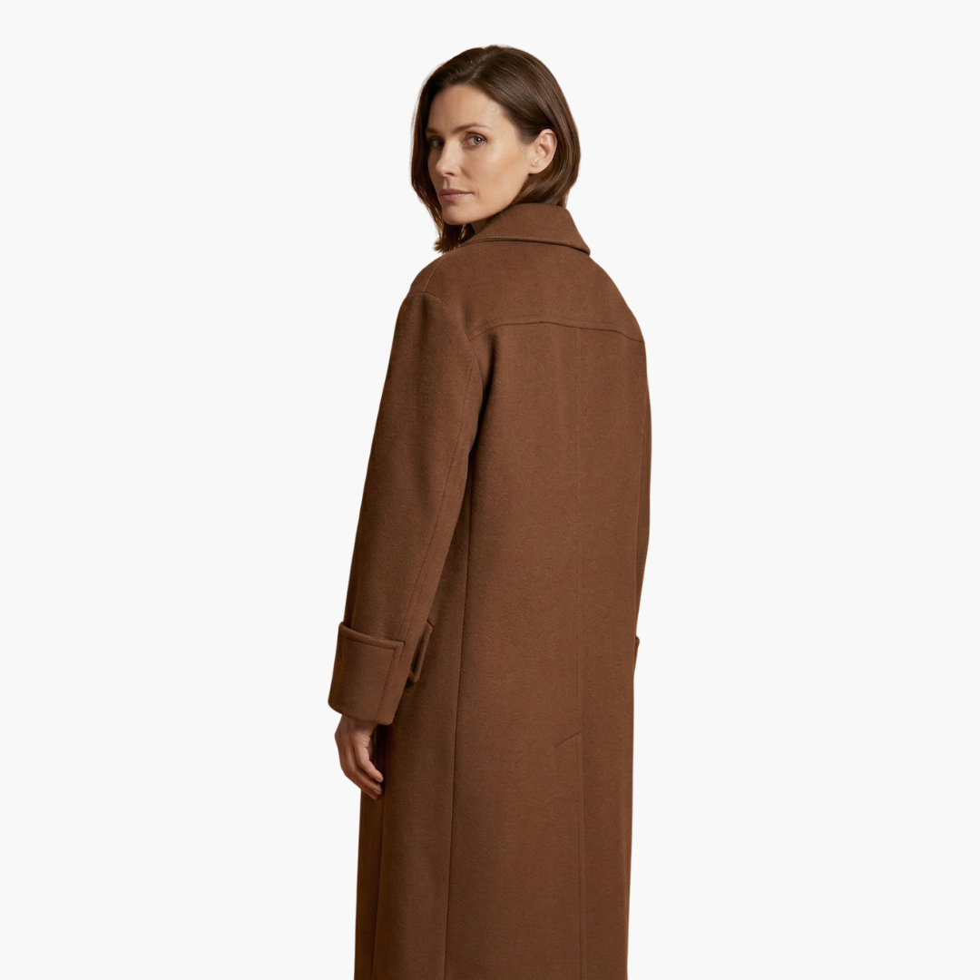 Manteau long pour femme avec col à revers et fermeture à boutons