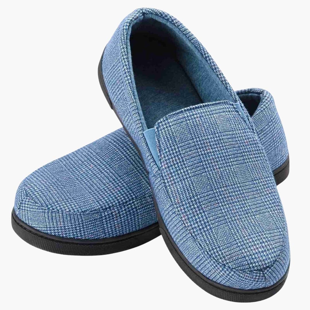 Mocassins homme à carreaux avec semelle antidérapante