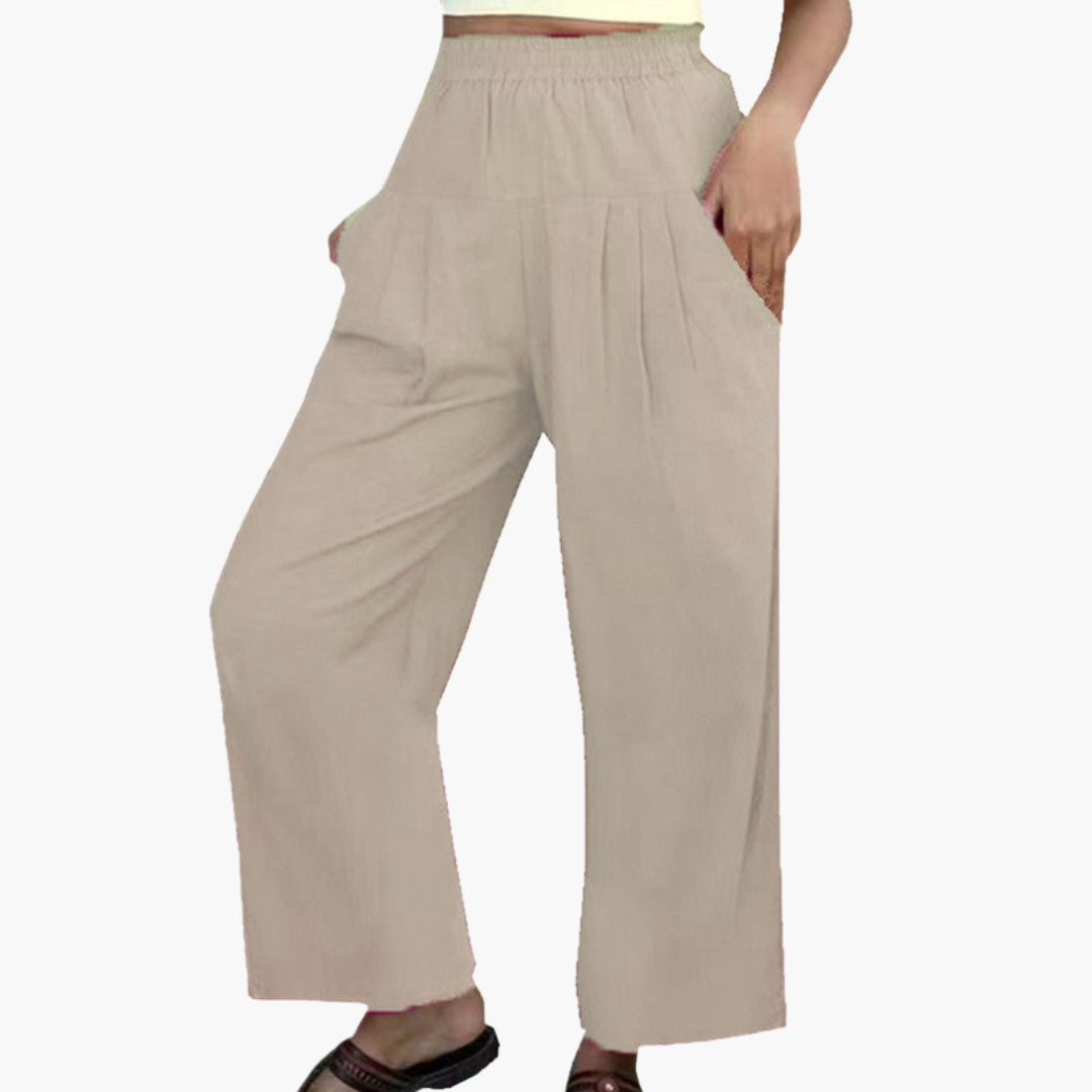 Damenhose mit weitem Bein und elastischem Bund
